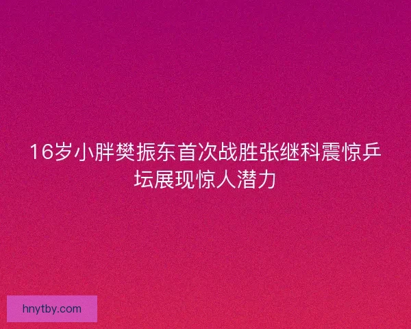 16岁小胖樊振东首次战胜张继科震惊乒坛展现惊人潜力